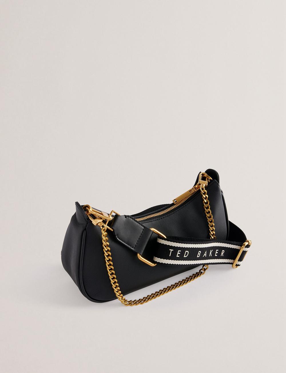 Sac Porté Épaule Ted Baker ESSIY - Leatheruette With Webbing Strap Femme Noir | Paris  05639-NWJS