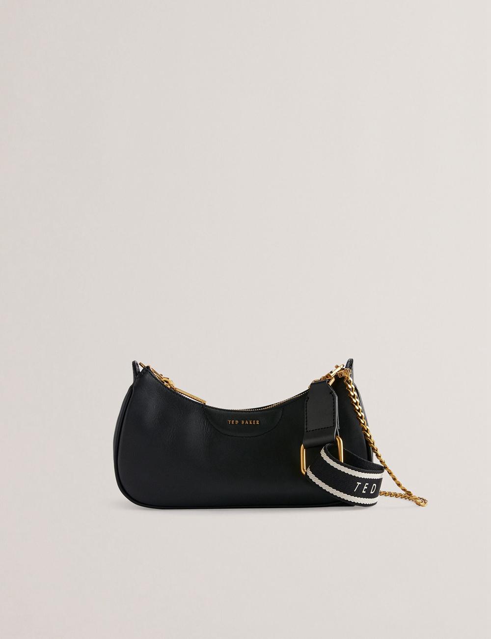 Sac Porté Épaule Ted Baker ESSIY - Leatheruette With Webbing Strap Femme Noir | Paris  05639-NWJS