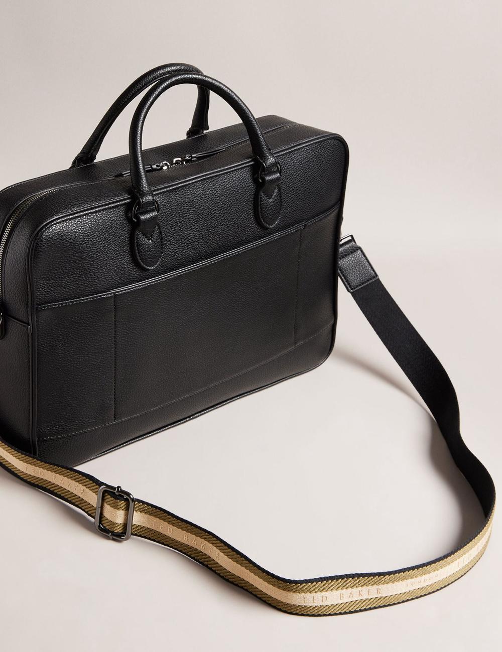 Sac Porté Épaule Ted Baker KADEN - Branded Webbing PU Leather Document Homme Noir | Paris  26904-ELXW