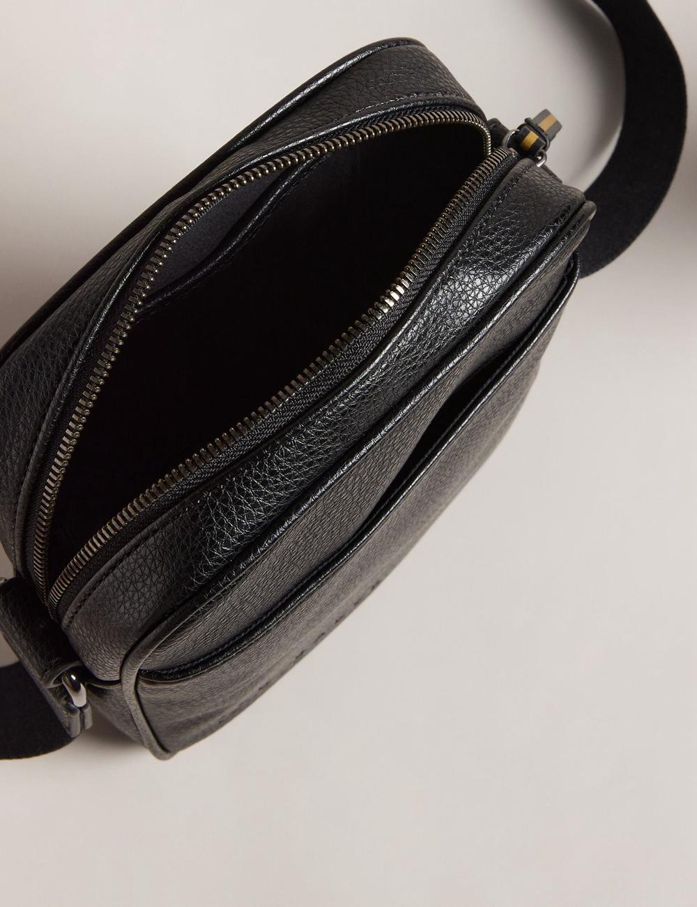 Sac Porté Épaule Ted Baker KIIAN - Small Reporter Webbing Homme Noir | Paris  29671-FSKA
