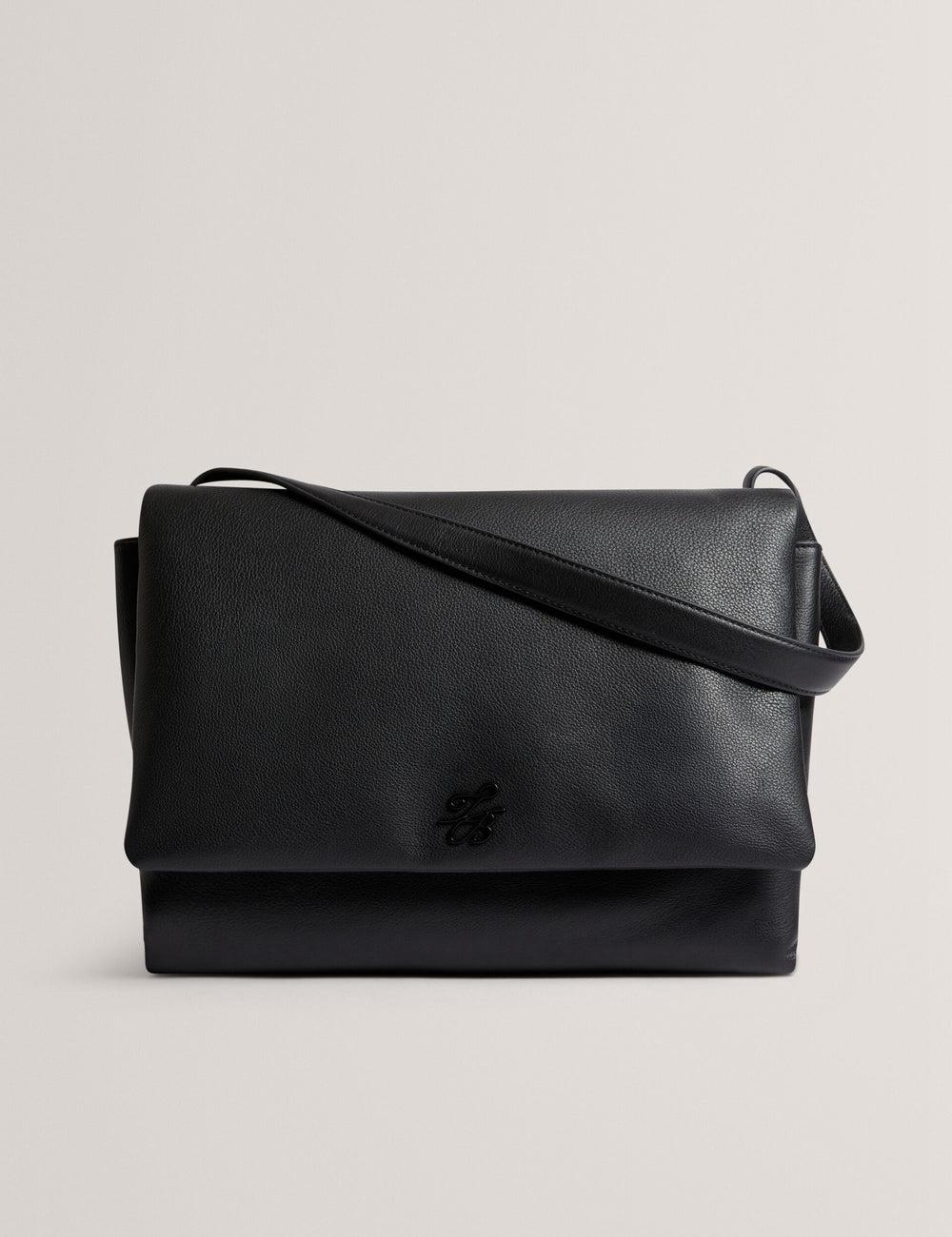 Sac Porté Épaule Ted Baker MARGOU - Padded Leather Large Fold Over Femme Noir | Paris  21758-ORSM