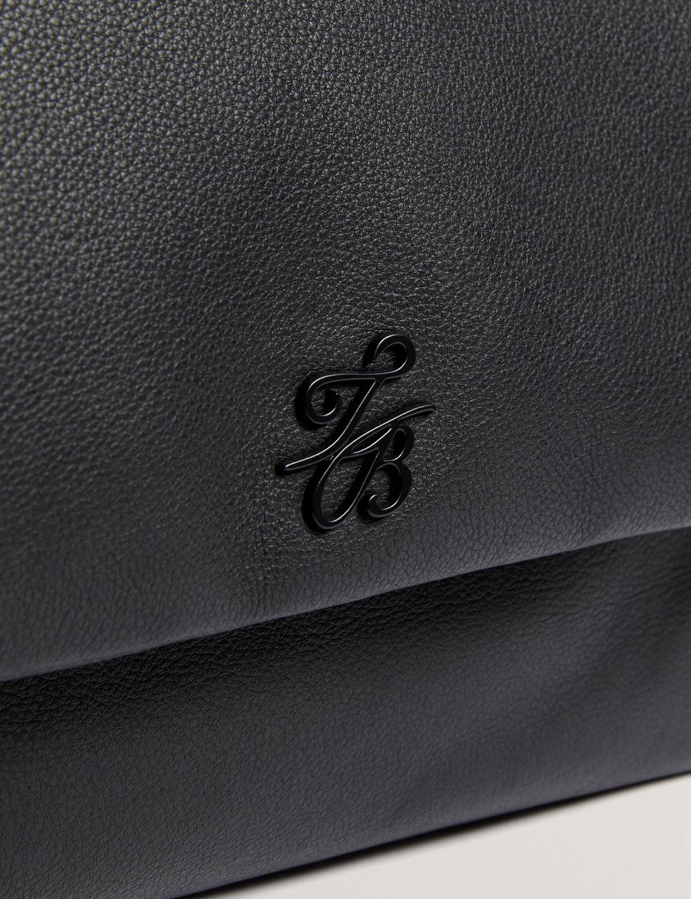 Sac Porté Épaule Ted Baker MARGOU - Padded Leather Large Fold Over Femme Noir | Paris  21758-ORSM