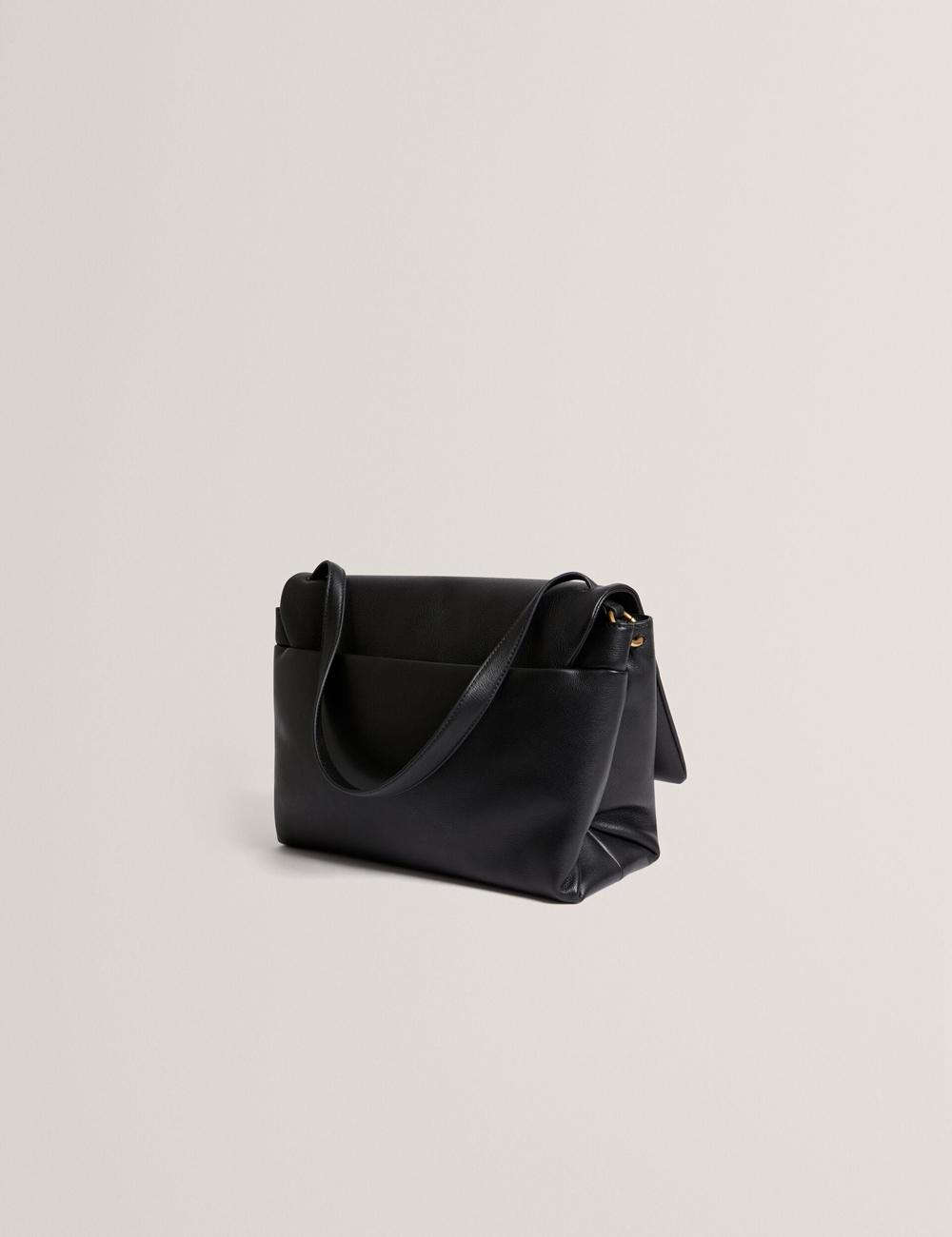Sac Porté Épaule Ted Baker MARGOU - Padded Leather Large Fold Over Femme Noir | Paris  21758-ORSM
