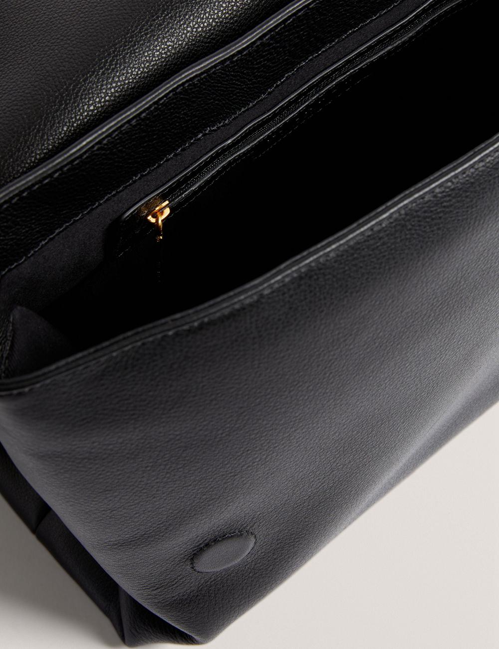 Sac Porté Épaule Ted Baker MARGOU - Padded Leather Large Fold Over Femme Noir | Paris  21758-ORSM