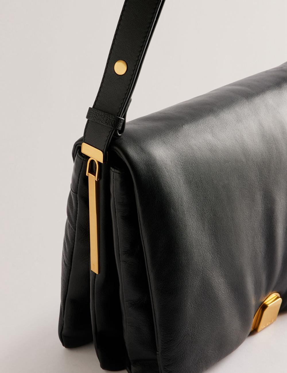 Sac Porté Épaule Ted Baker SAMILLA - Large Puffy Leather With Lock Femme Noir | Paris  71253-SFIN
