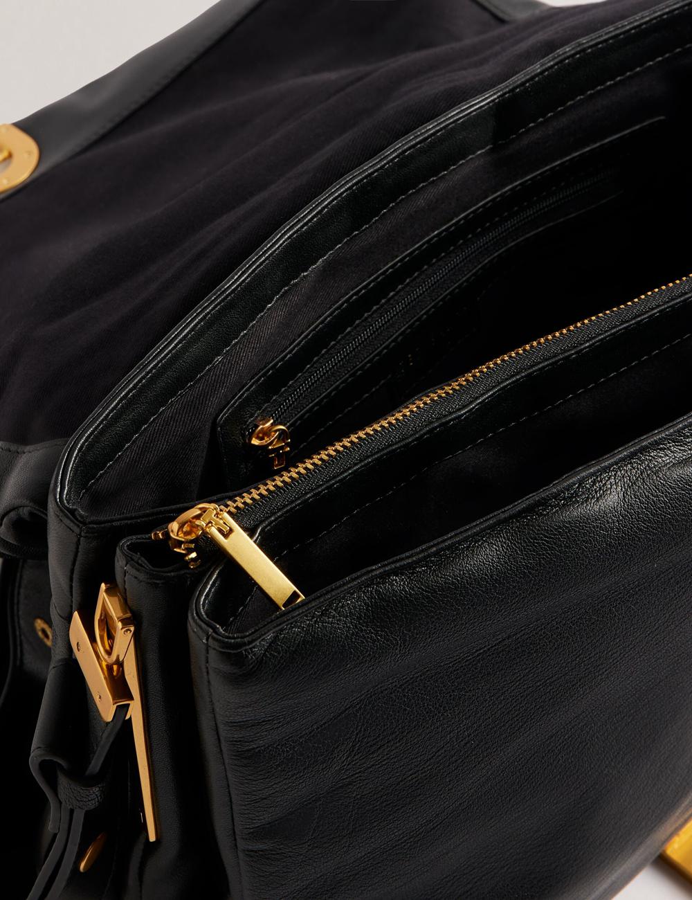 Sac Porté Épaule Ted Baker SAMILLA - Large Puffy Leather With Lock Femme Noir | Paris  71253-SFIN