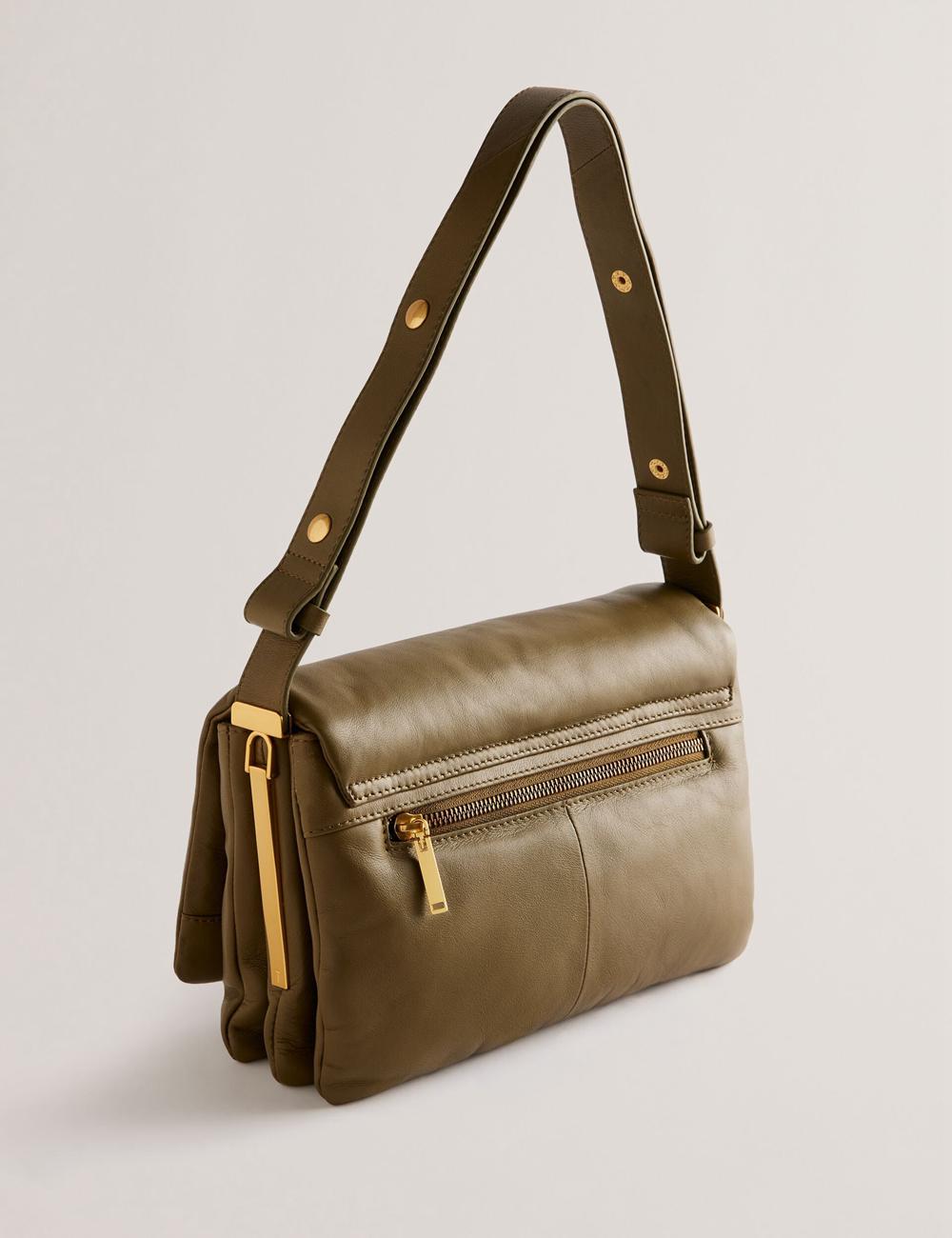 Sac Porté Épaule Ted Baker SAMILLI - Lock Detail Leather Puffy Femme Kaki | Paris  54389-HXWV