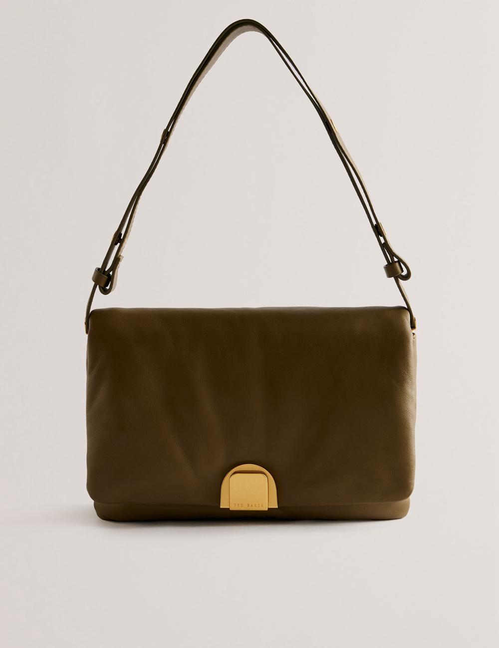 Sac Porté Épaule Ted Baker SAMILLI - Lock Detail Leather Puffy Femme Kaki | Paris  54389-HXWV