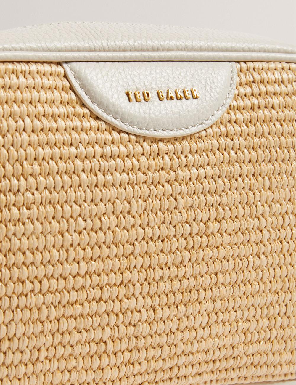 Sac Pour Appareil Photo Ted Baker BARDAS - Faux Raffia Leather Trim Webbing Camera Femme Ecru | Paris  90574-KYMG