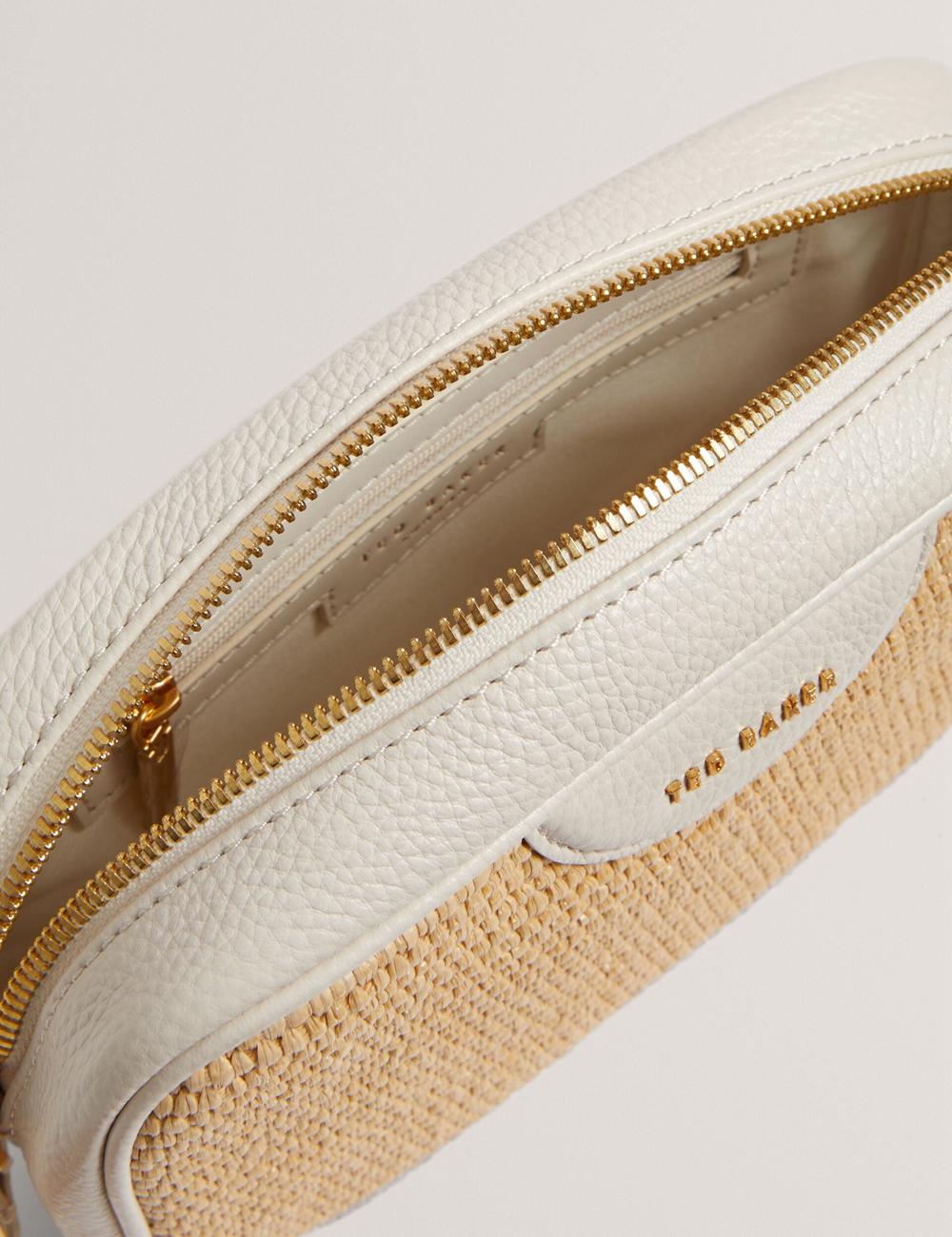 Sac Pour Appareil Photo Ted Baker BARDAS - Faux Raffia Leather Trim Webbing Camera Femme Ecru | Paris  90574-KYMG