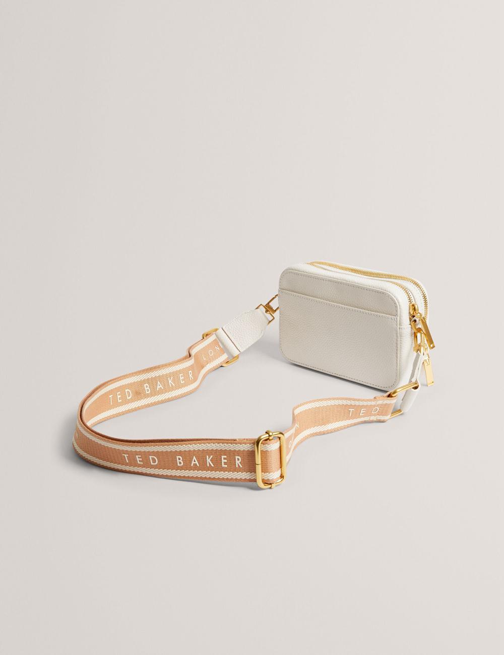 Sac Pour Appareil Photo Ted Baker BARIA - Faux Raffia Leather Trim Mini Camera Femme Ecru | Paris  76354-SBCU