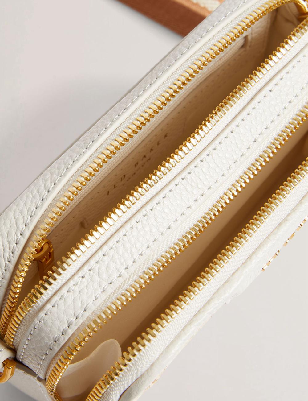 Sac Pour Appareil Photo Ted Baker BARIA - Faux Raffia Leather Trim Mini Camera Femme Ecru | Paris  76354-SBCU
