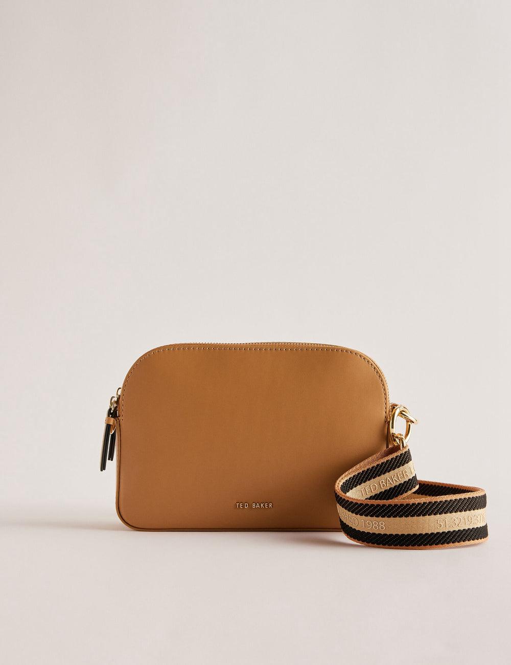 Sac Pour Appareil Photo Ted Baker DARCELO - Leather Double Zip Crossbody Camera Femme Taupe | Paris  87621-UAJE