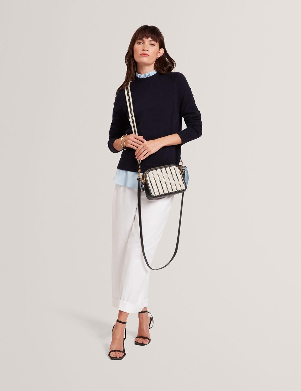 Sac Pour Appareil Photo Ted Baker RIVEA - Woven Panel Faux Leather Camera Femme Bleu Marine | Paris  06724-XJCQ