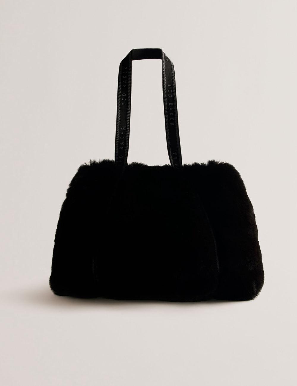 Sac Shopping Ted Baker CADENCE - Faux Fur Webbing Strap Shopper Femme Noir | Paris  25963-VSZI