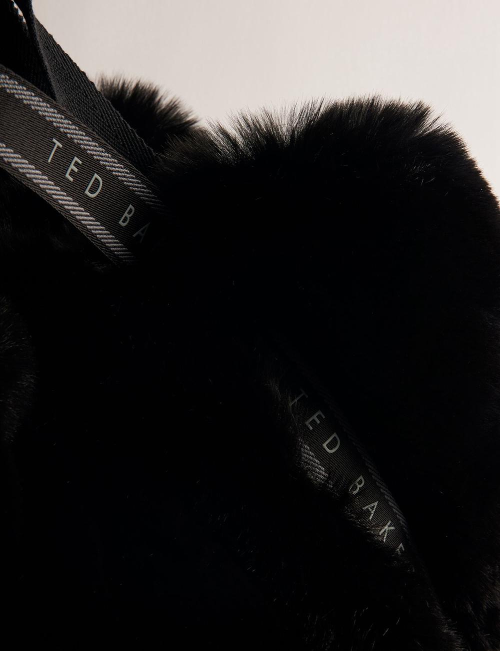Sac Shopping Ted Baker CADENCE - Faux Fur Webbing Strap Shopper Femme Noir | Paris  25963-VSZI