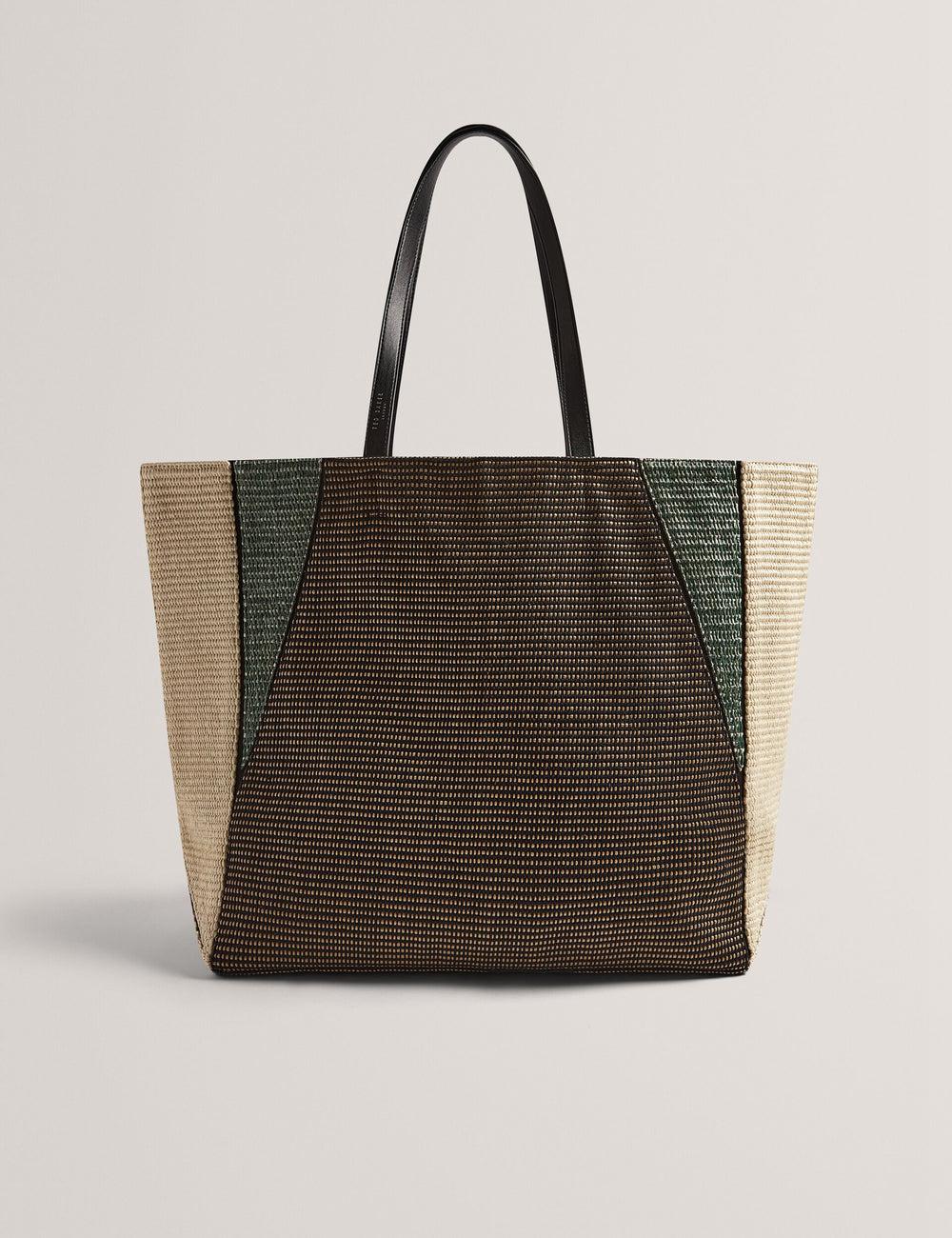 Sac Shopping Ted Baker RAFIYA - Woven Colour Block Folding Shopper Femme Noir | Paris  04932-ZJRS
