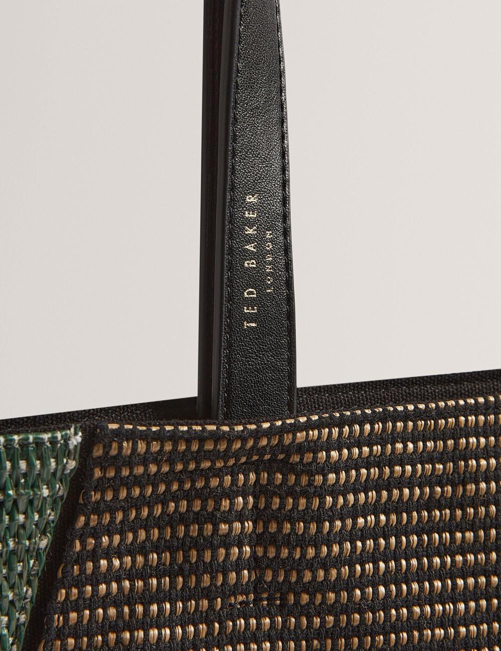 Sac Shopping Ted Baker RAFIYA - Woven Colour Block Folding Shopper Femme Noir | Paris  04932-ZJRS