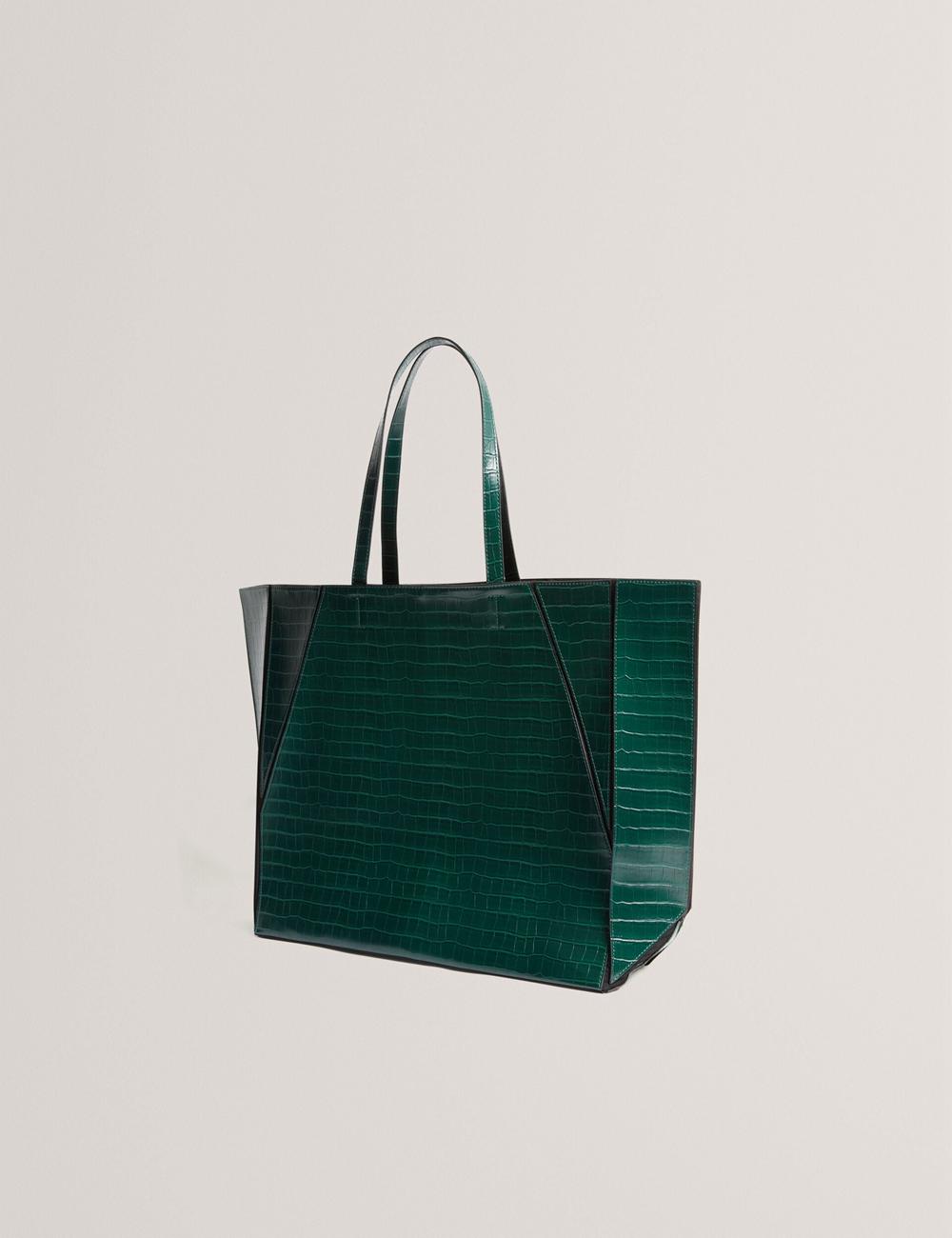 Sac Shopping Ted Baker SOPHYNA - Croc Effect Folding Shopper Femme Vert | Paris  46719-TZUH