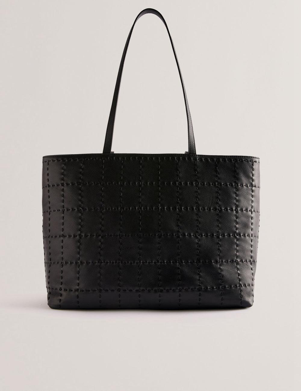 Sac Shopping Ted Baker STALIE - Stitch Detail Leather Large Shopper Femme Noir | Paris  08124-RADG