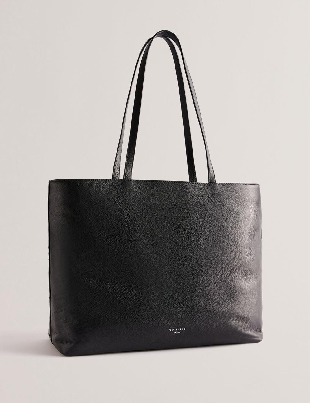 Sac Shopping Ted Baker STALIE - Stitch Detail Leather Large Shopper Femme Noir | Paris  08124-RADG