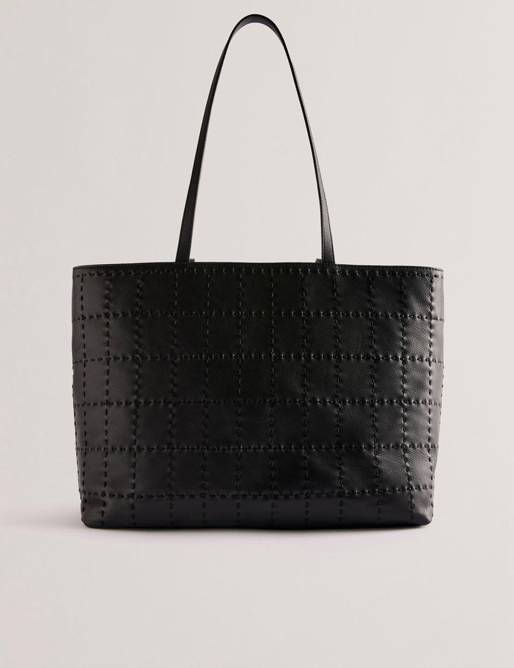 Sac Shopping Ted Baker STALIE - Stitch Detail Leather Large Shopper Femme Noir | Paris  08124-RADG