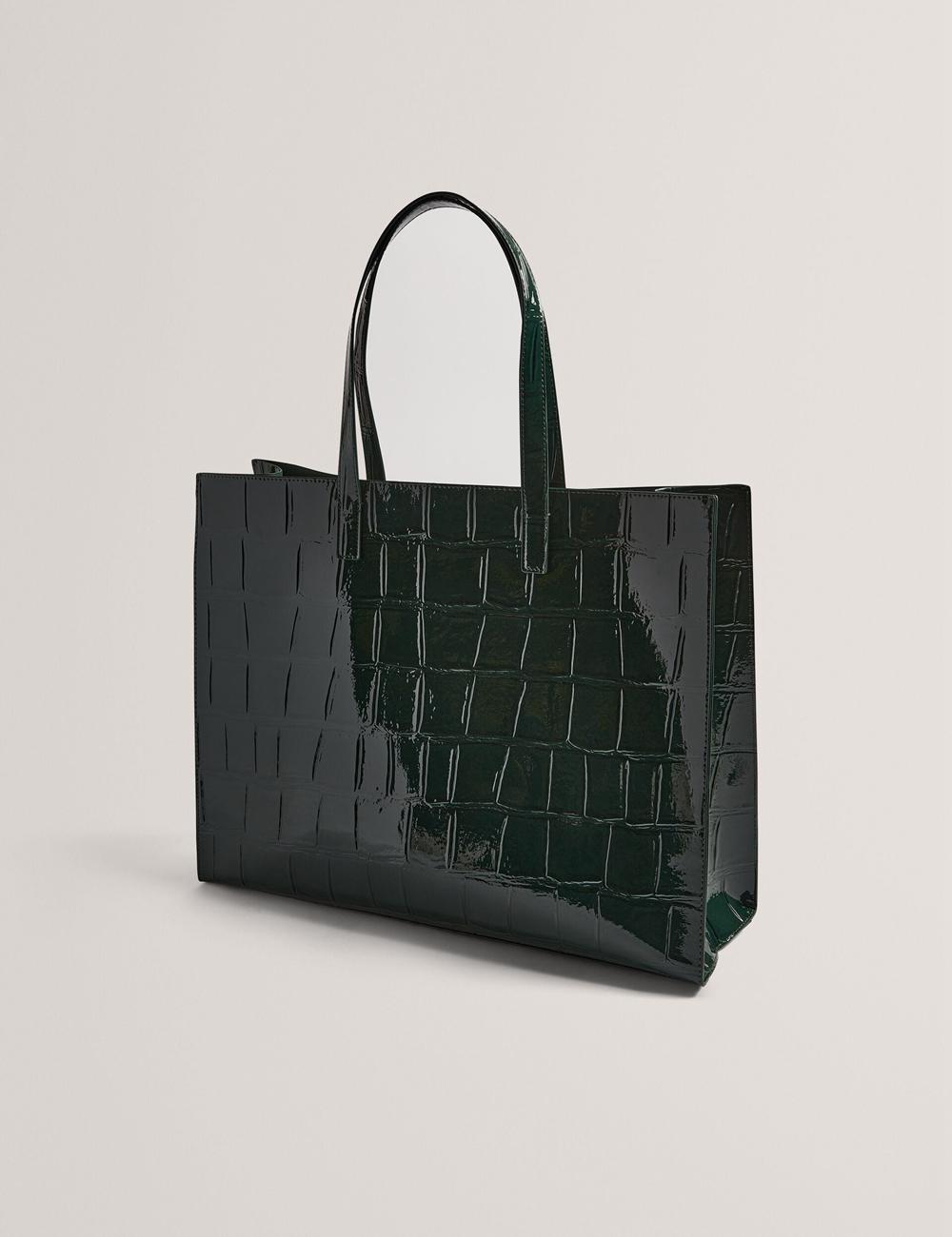 Sacs Fourre Tout Ted Baker ALLICON - Patent Croc Effect Wide Femme Vert | Paris  38497-JTYN