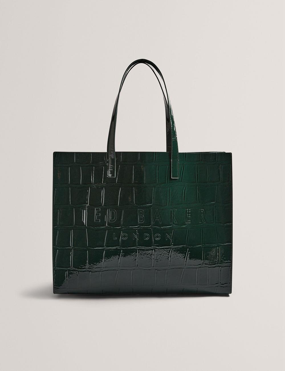 Sacs Fourre Tout Ted Baker ALLICON - Patent Croc Effect Wide Femme Vert | Paris  38497-JTYN
