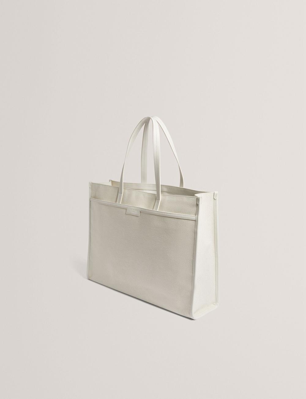 Sacs Fourre Tout Ted Baker AUDOS - Rose Detail Wide Canvas Femme Ecru | Paris  59160-VZWQ