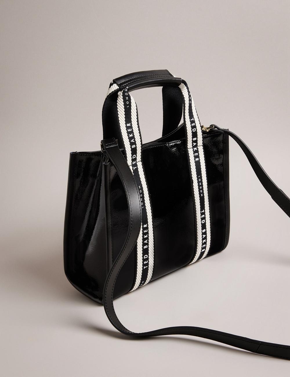 Sacs Fourre Tout Ted Baker CELIANE - Branded Webbing Patent Small Femme Noir | Paris  13785-SUYO