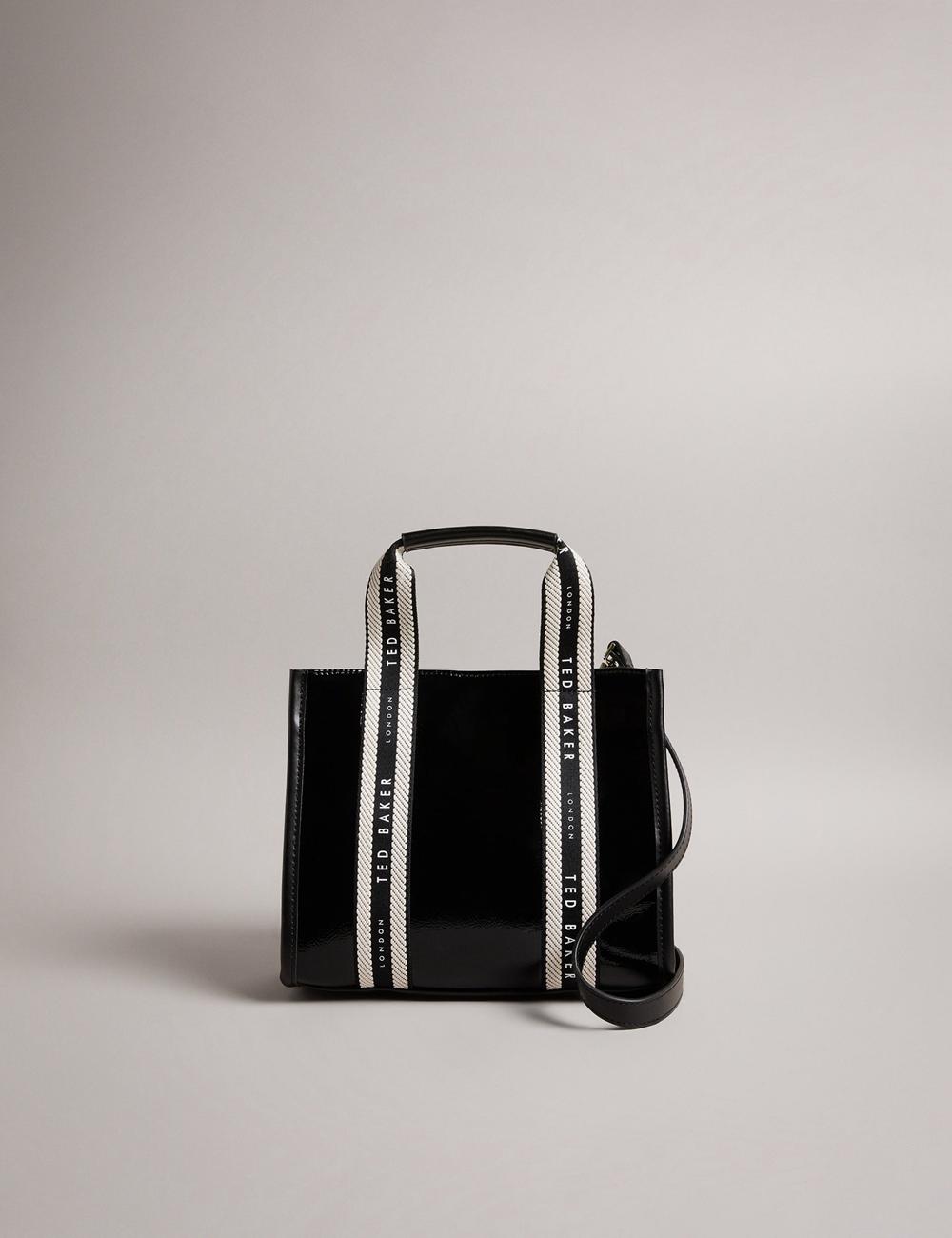 Sacs Fourre Tout Ted Baker CELIANE - Branded Webbing Patent Small Femme Noir | Paris  13785-SUYO