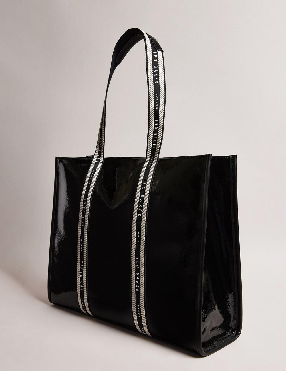 Sacs Fourre Tout Ted Baker CELINIE - Branded Webbing Faux Leather Femme Noir | Paris  52491-QWEL