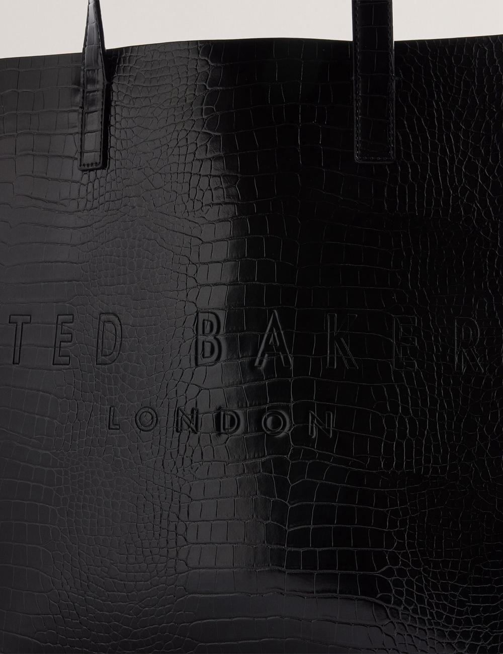 Sacs Fourre Tout Ted Baker CROCCON - Large Croc Texture Icon Femme Noir | Paris  36275-RDJG