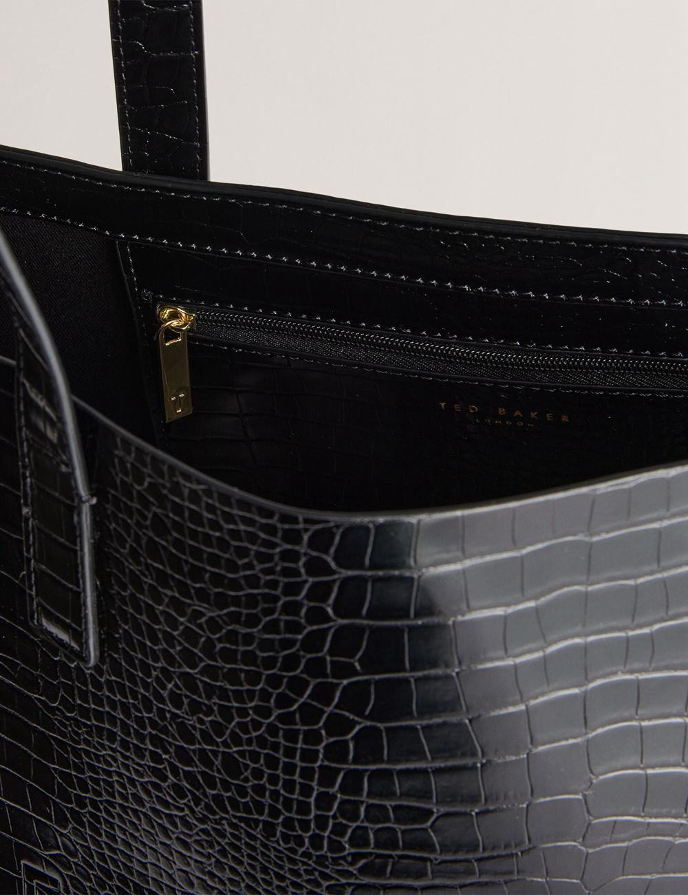 Sacs Fourre Tout Ted Baker CROCCON - Large Croc Texture Icon Femme Noir | Paris  36275-RDJG