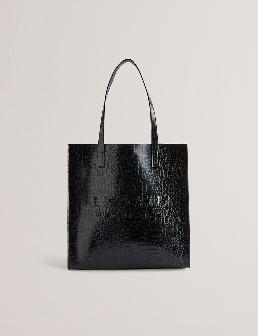 Sacs Fourre Tout Ted Baker CROCCON - Large Croc Texture Icon Femme Noir | Paris  36275-RDJG