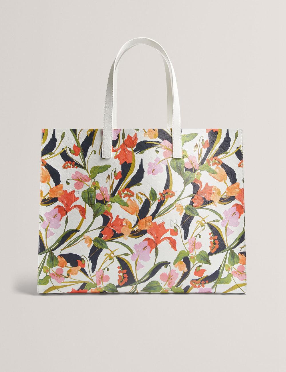 Sacs Fourre Tout Ted Baker FLORISH - Floral Print PU Leather Wide Femme Blanche | Paris  48570-JEYG