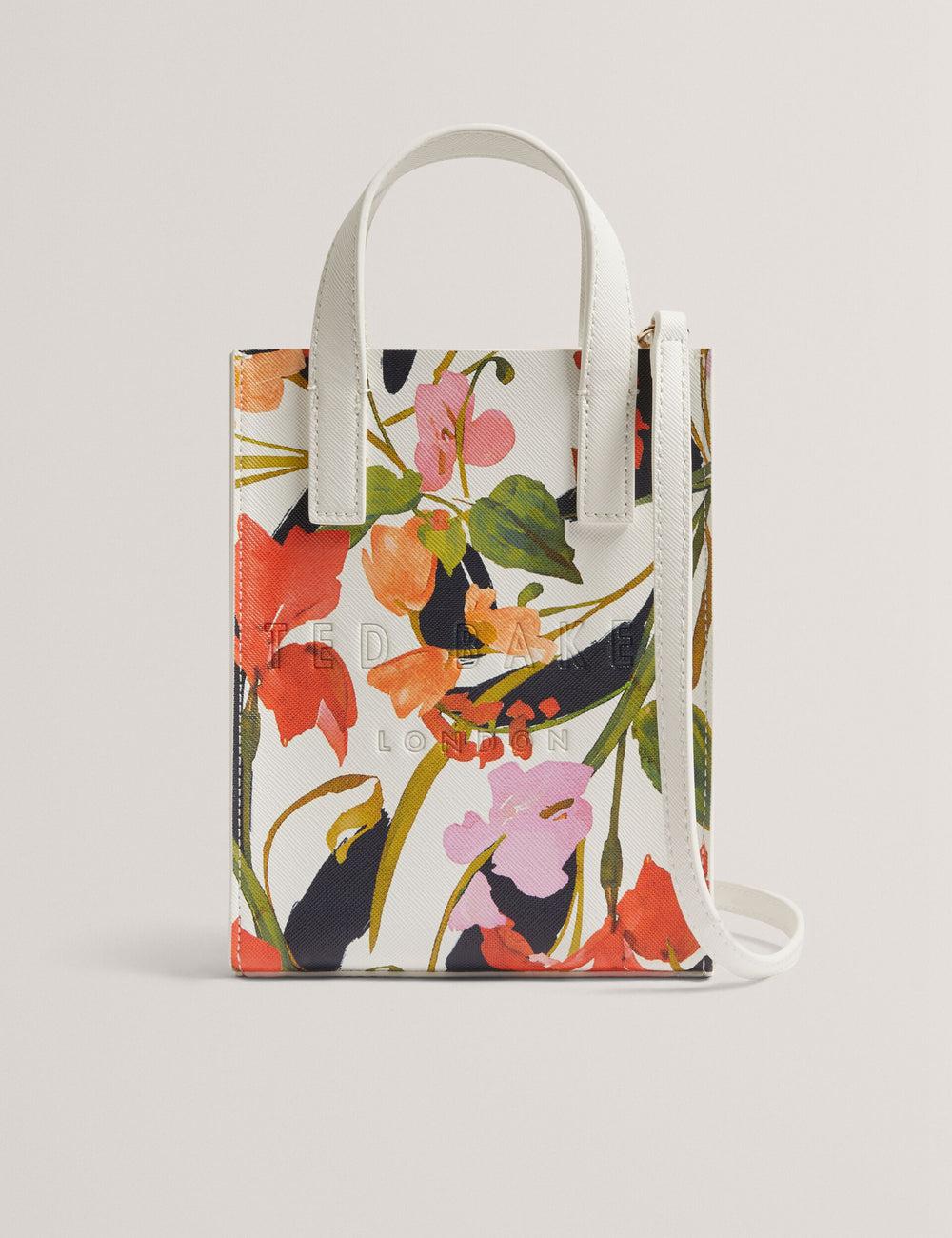 Sacs Fourre Tout Ted Baker FLOWEIA - Floral Faux Leather Mini Femme Blanche | Paris  93685-AWXU