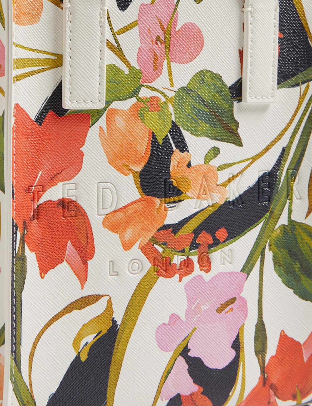 Sacs Fourre Tout Ted Baker FLOWEIA - Floral Faux Leather Mini Femme Blanche | Paris  93685-AWXU