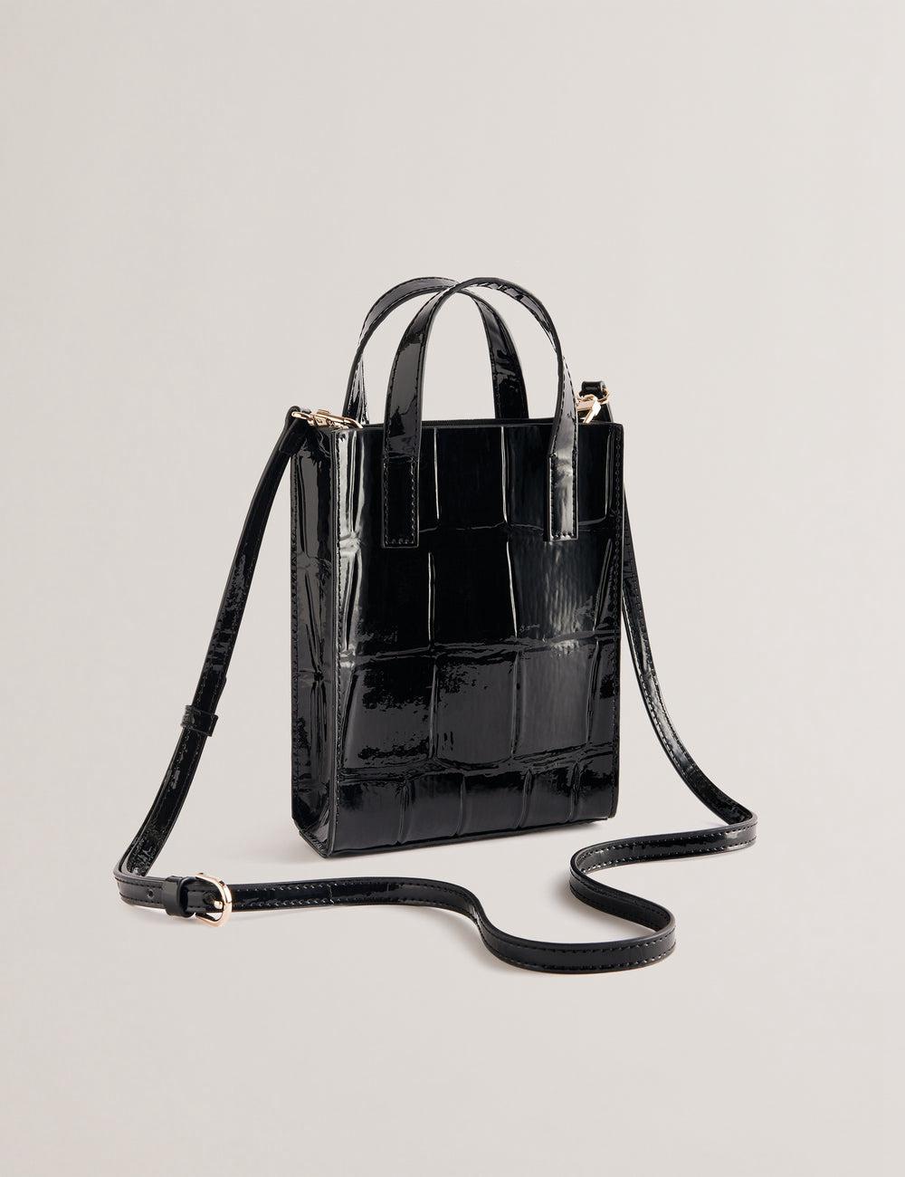 Sacs Fourre Tout Ted Baker GATOCON - Mini Croc Effect Patent Femme Noir | Paris  08716-DYOS
