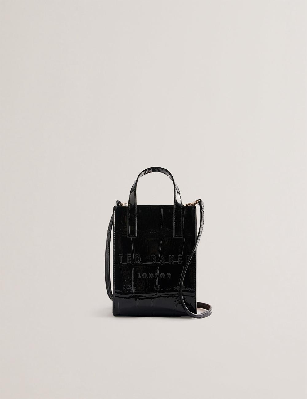Sacs Fourre Tout Ted Baker GATOCON - Mini Croc Effect Patent Femme Noir | Paris  08716-DYOS