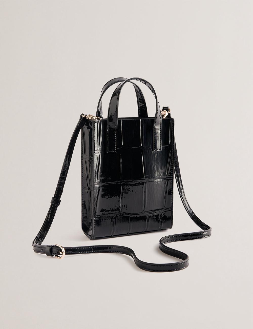 Sacs Fourre Tout Ted Baker GATOCON - Mini Croc Effect Patent Femme Noir | Paris  08716-DYOS