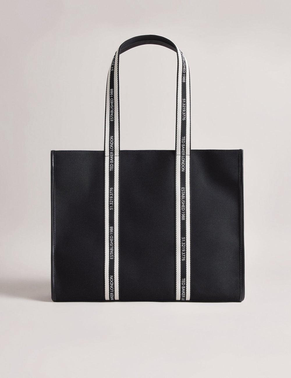 Sacs Fourre Tout Ted Baker GEORJEY - Branded Webbing Canvas Large Femme Noir | Paris  69824-PEWB