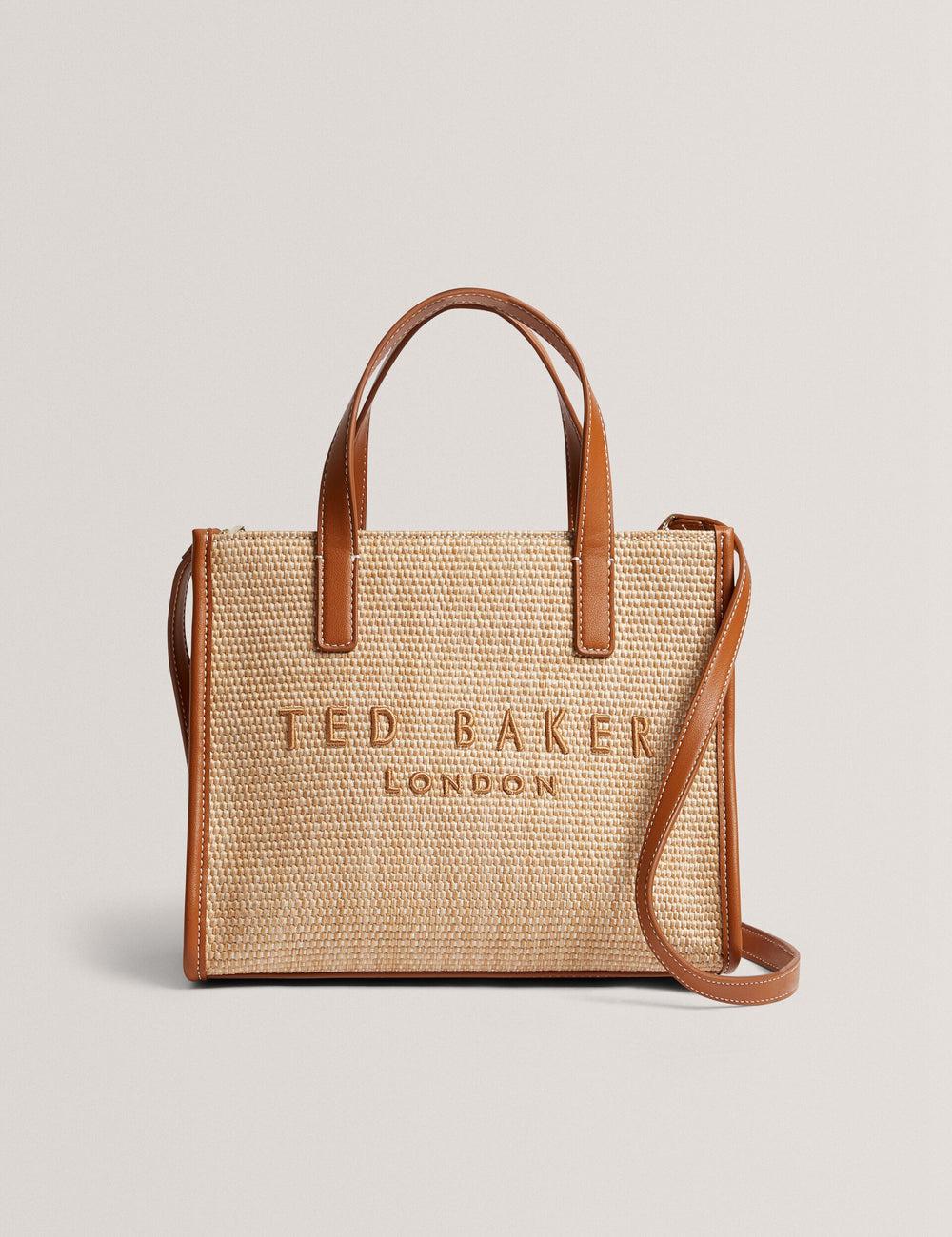 Sacs Fourre Tout Ted Baker PAOLINA - Faux Raffia PU Trim Small Femme Camel | Paris  92516-GITZ