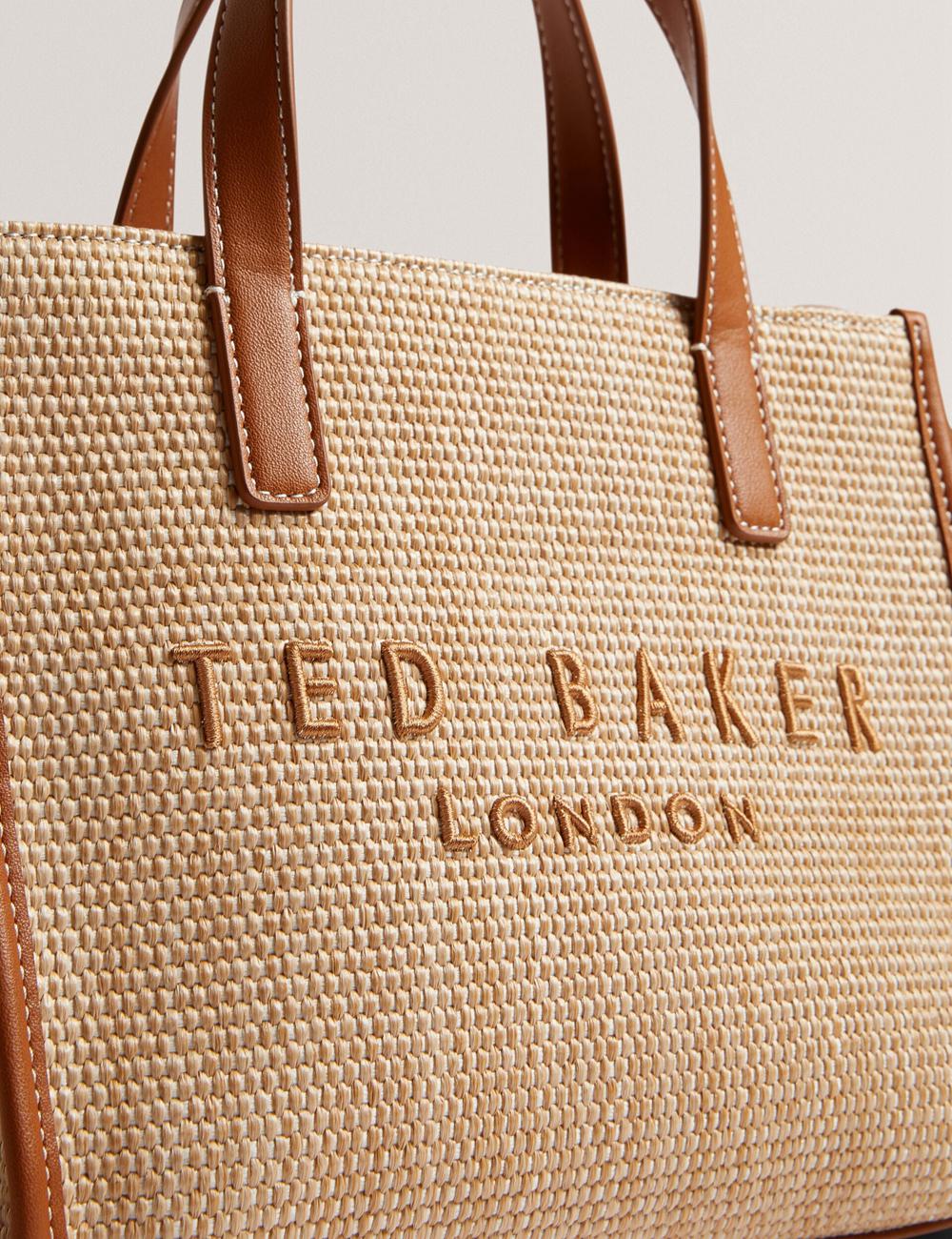 Sacs Fourre Tout Ted Baker PAOLINA - Faux Raffia PU Trim Small Femme Camel | Paris  92516-GITZ