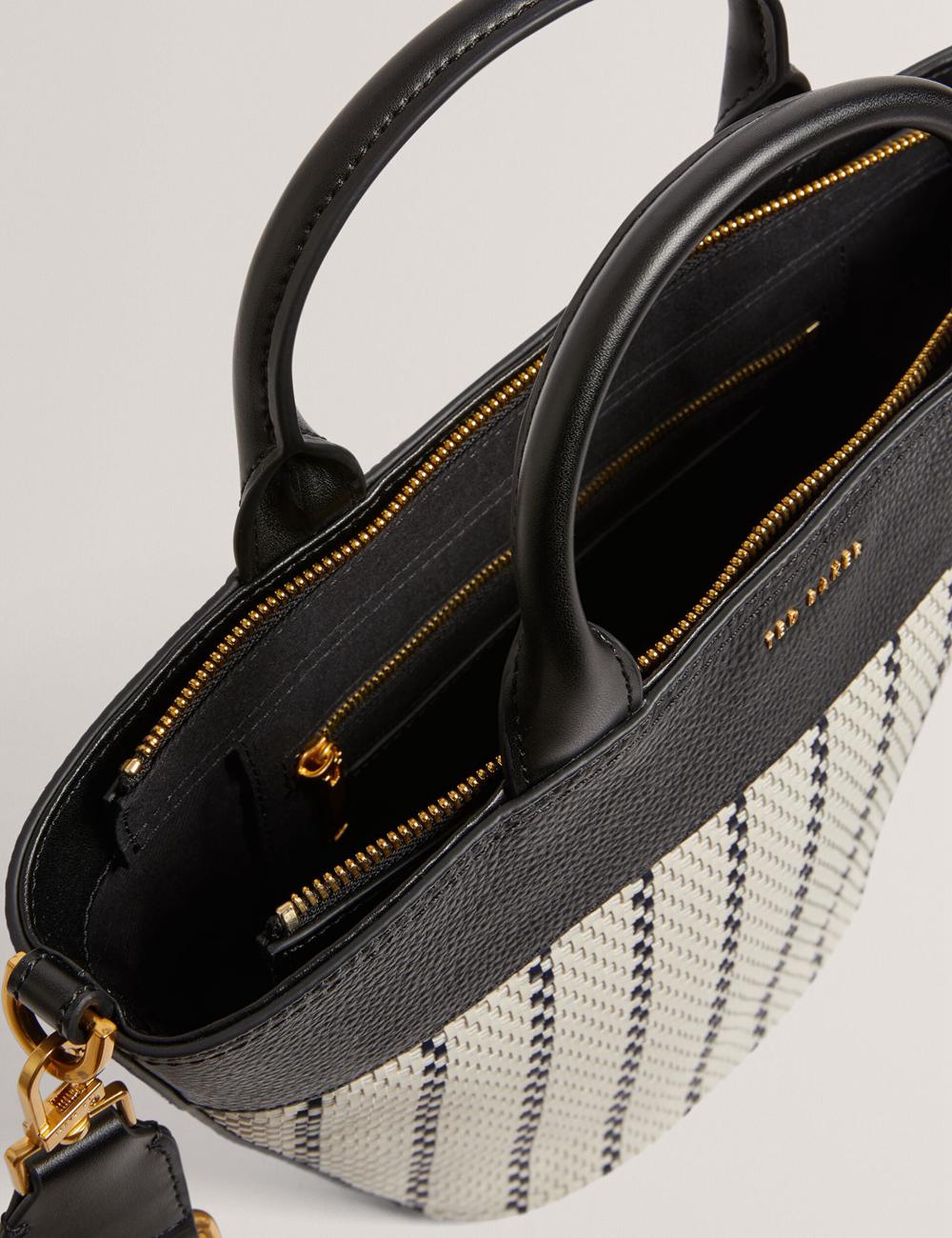 Sacs Fourre Tout Ted Baker RIVERI - Woven Leather Trim Bucket With Webbing Strap Femme Bleu Marine | Paris  78304-ABZH