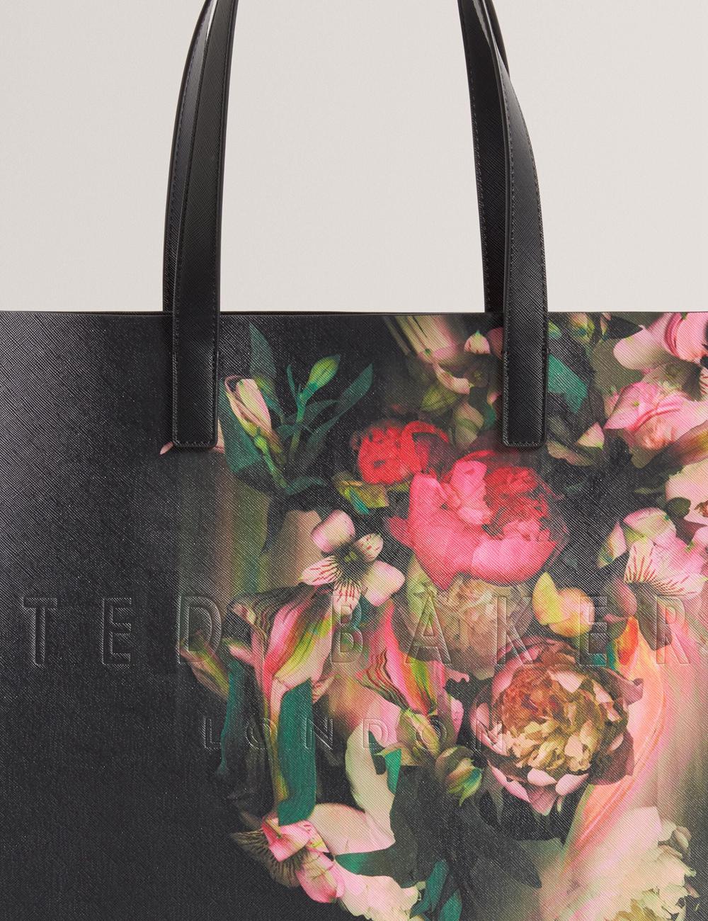 Sacs Fourre Tout Ted Baker SALIINA - Floral Print Wide Icon Femme Noir | Paris  91720-UHJC