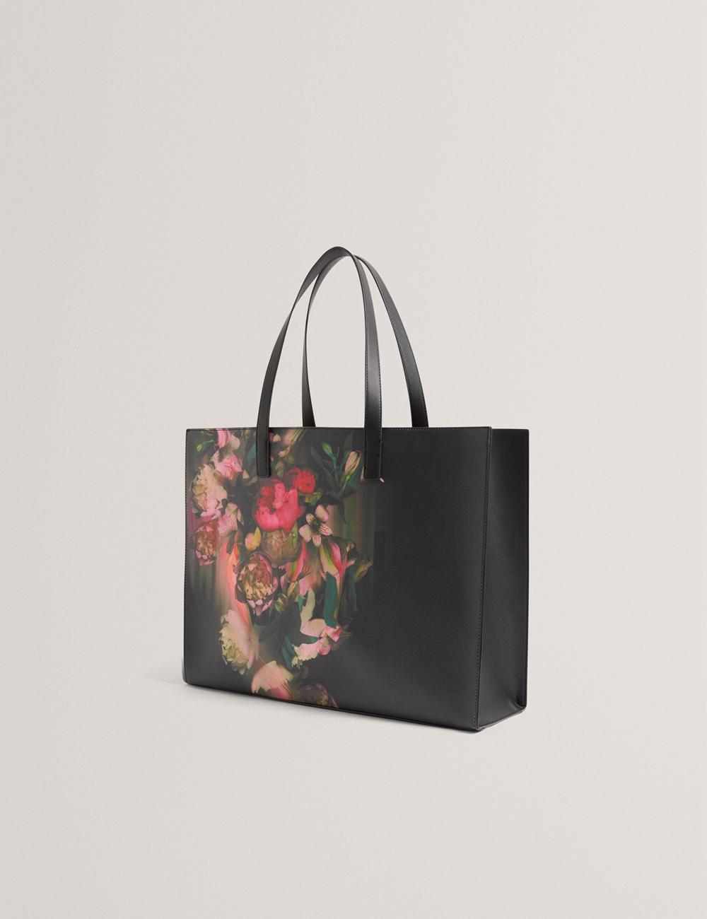 Sacs Fourre Tout Ted Baker SALIINA - Floral Print Wide Icon Femme Noir | Paris  91720-UHJC