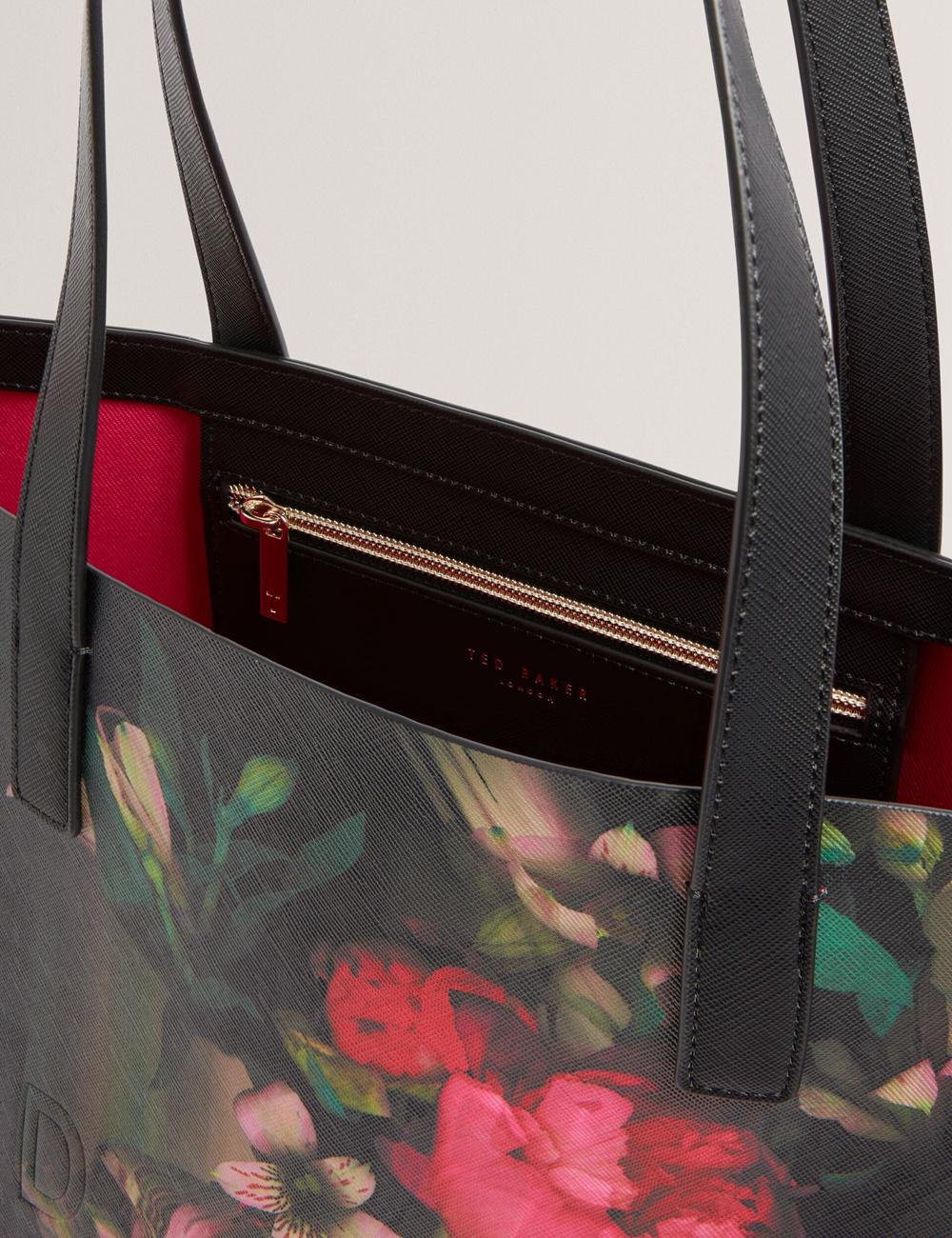 Sacs Fourre Tout Ted Baker SALIINA - Floral Print Wide Icon Femme Noir | Paris  91720-UHJC