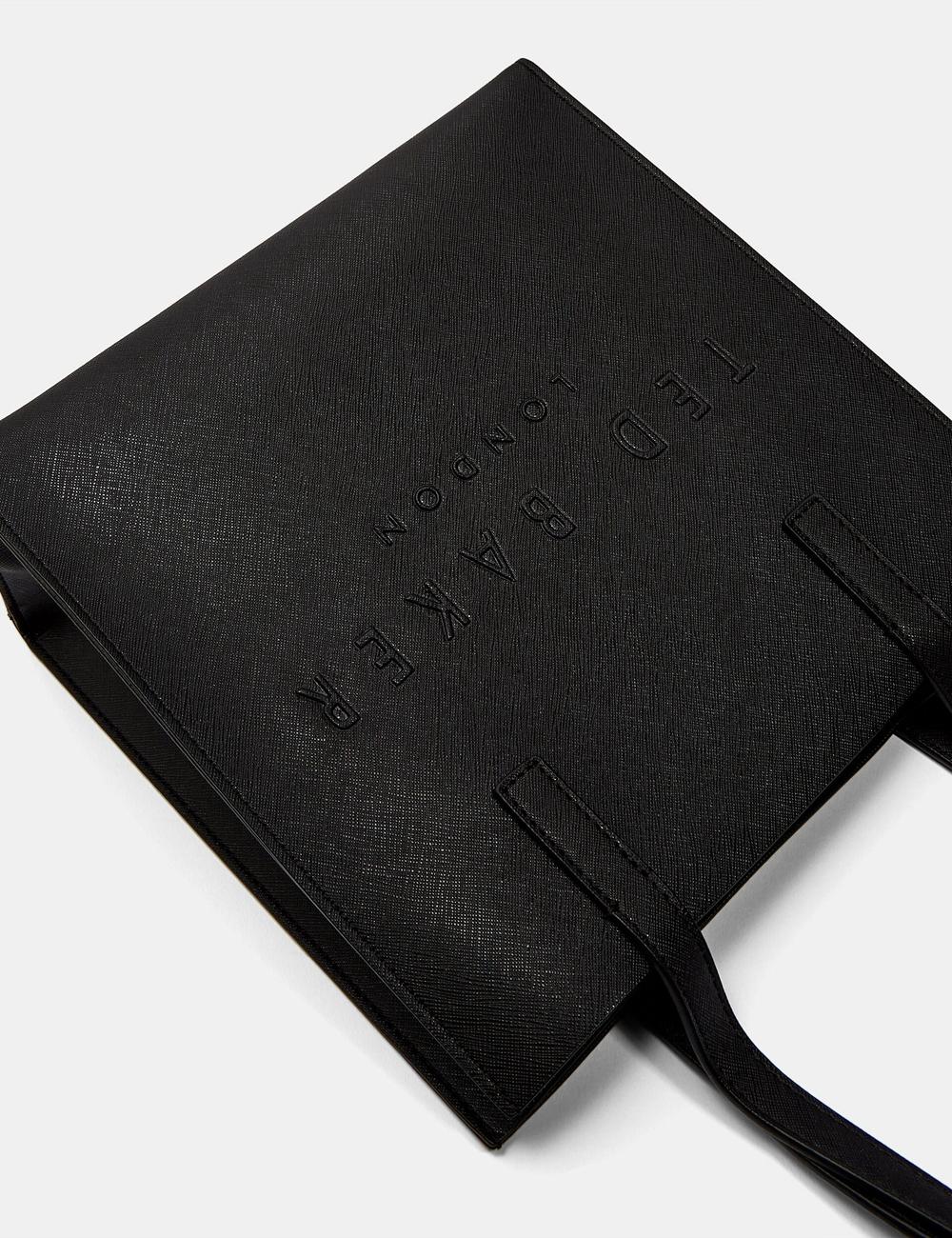 Sacs Fourre Tout Ted Baker SEACON - Textured Faux Leather Small Icon Femme Noir | Paris  34891-KIXU