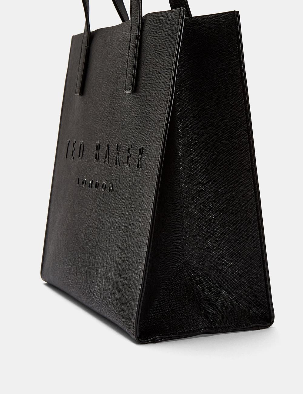 Sacs Fourre Tout Ted Baker SEACON - Textured Faux Leather Small Icon Femme Noir | Paris  34891-KIXU
